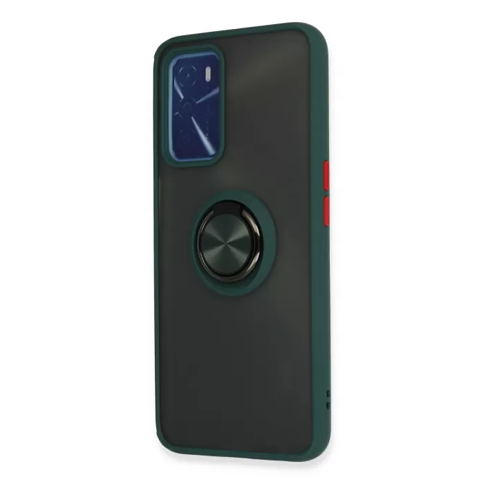    Oppo A16 Kılıf Montreal Yüzüklü Silikon Kapak - Yeşil