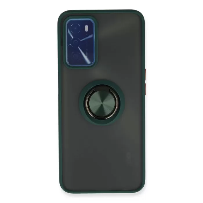    Oppo A16 Kılıf Montreal Yüzüklü Silikon Kapak - Yeşil