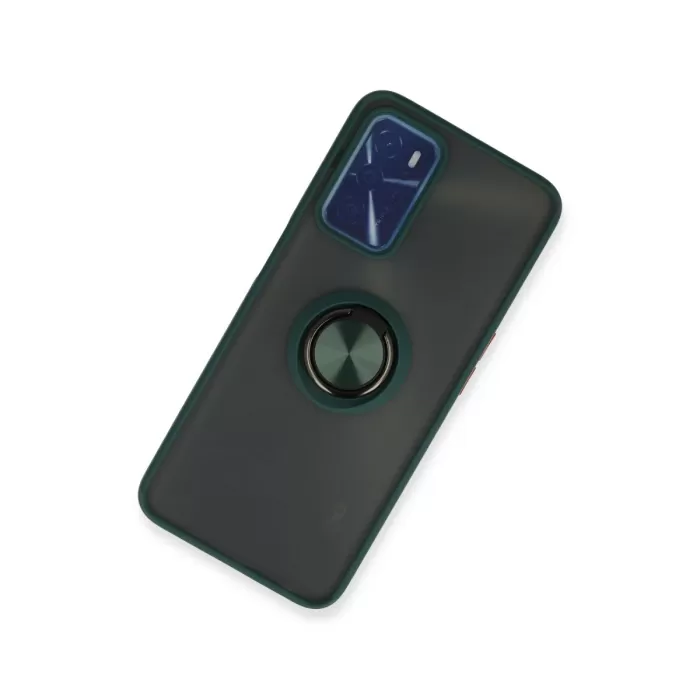    Oppo A16 Kılıf Montreal Yüzüklü Silikon Kapak - Yeşil