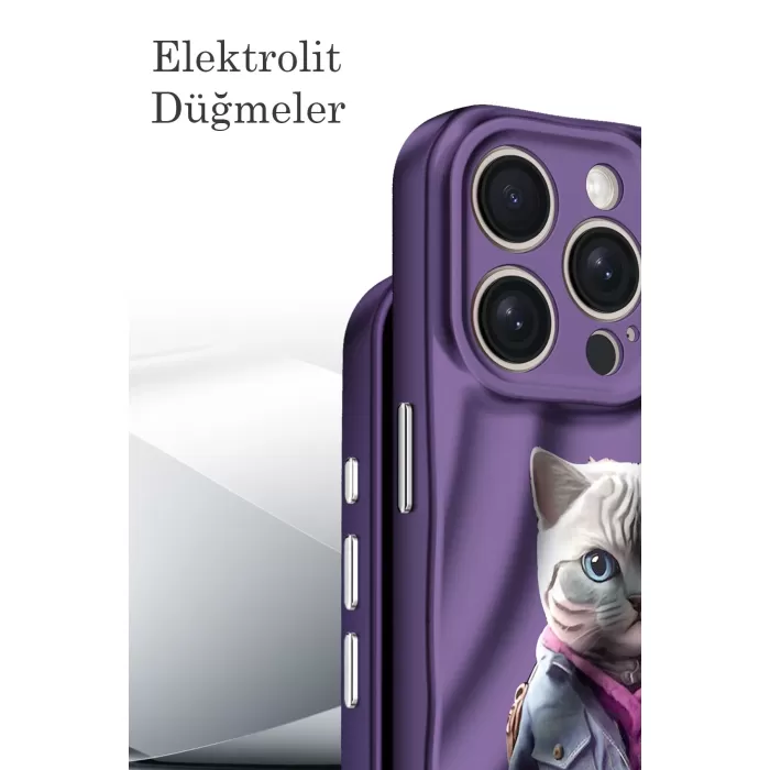    iPhone 14 Pro Max Kılıf Crew Desenli Kapak - Kedi - 2