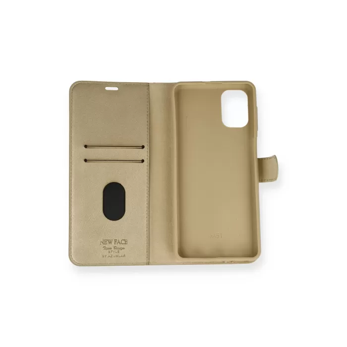 Newface Samsung Galaxy M51 Trend S Plus Kapaklı Kılıf - Gold