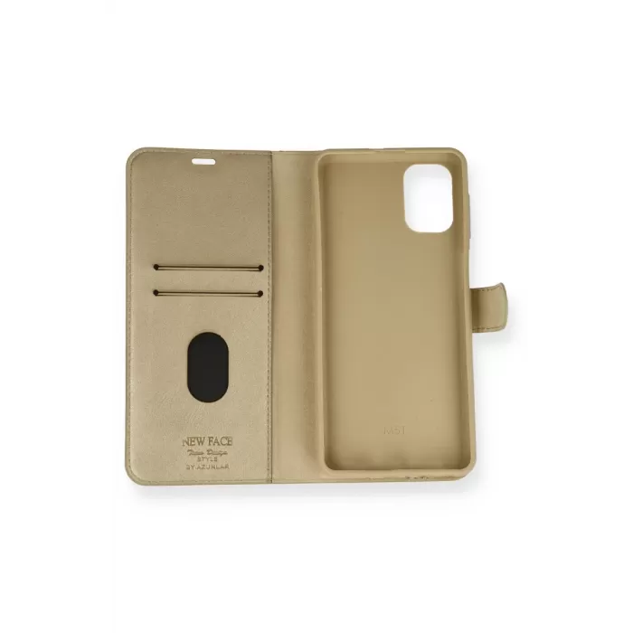 Newface Samsung Galaxy M51 Trend S Plus Kapaklı Kılıf - Gold