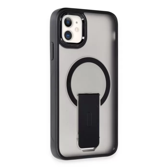 Newface iPhone 11 Tork Magsafe Standlı Kapak - Siyah