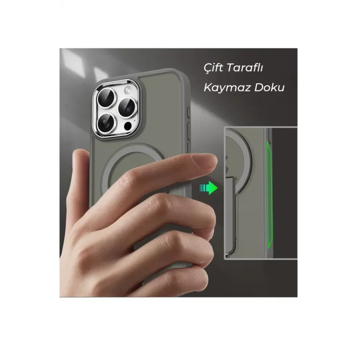 Newface iPhone 12 Tork Magsafe Standlı Kapak - Siyah