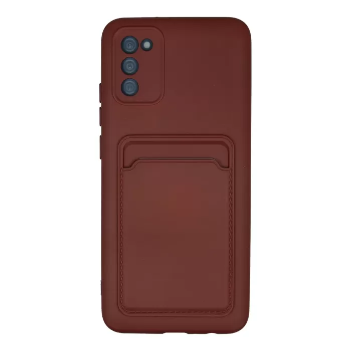 Newface Samsung Galaxy A02S Kılıf Kelvin Kartvizitli Silikon - Bordo
