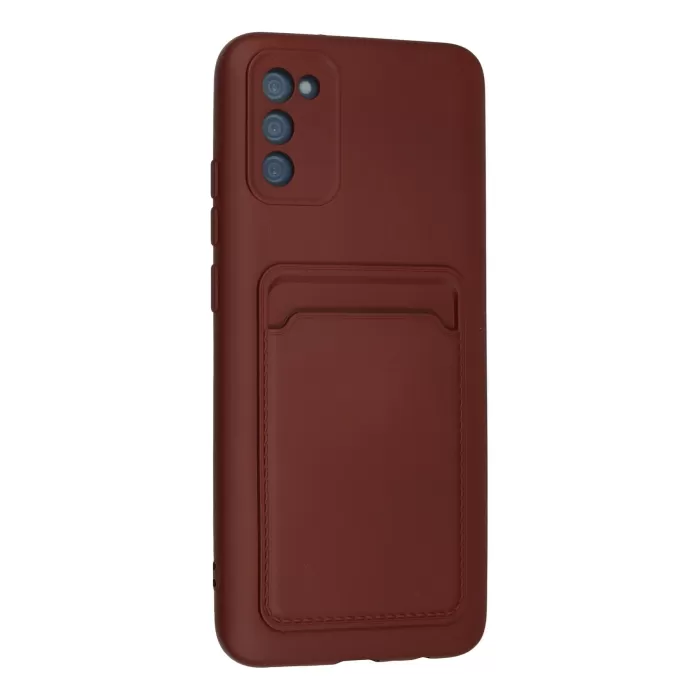 Newface Samsung Galaxy A02S Kılıf Kelvin Kartvizitli Silikon - Bordo