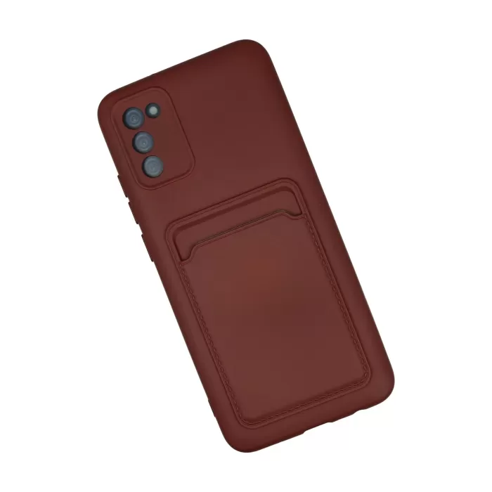 Newface Samsung Galaxy A02S Kılıf Kelvin Kartvizitli Silikon - Bordo