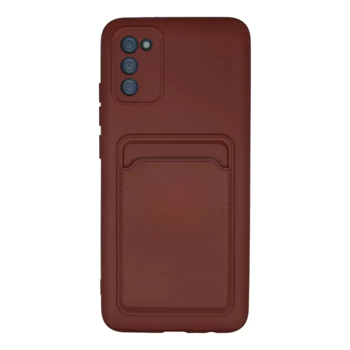 Newface Samsung Galaxy A02S Kılıf Kelvin Kartvizitli Silikon - Bordo