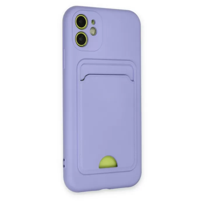 Newface iPhone 11 Kılıf Kelvin Kartvizitli Silikon - Lila