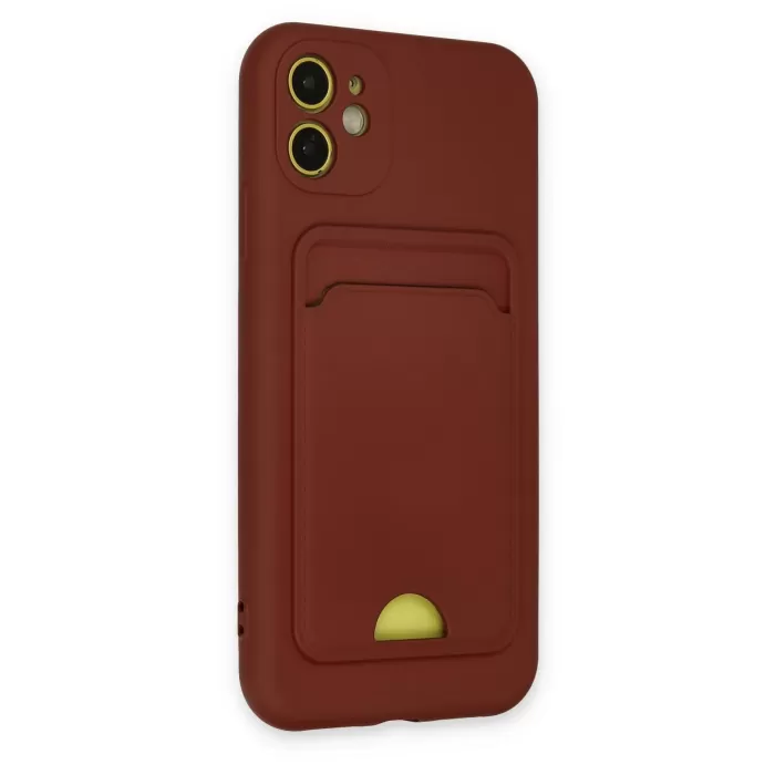 Newface iPhone 11 Kılıf Kelvin Kartvizitli Silikon - Bordo