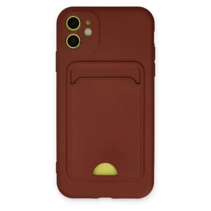 Newface iPhone 11 Kılıf Kelvin Kartvizitli Silikon - Bordo