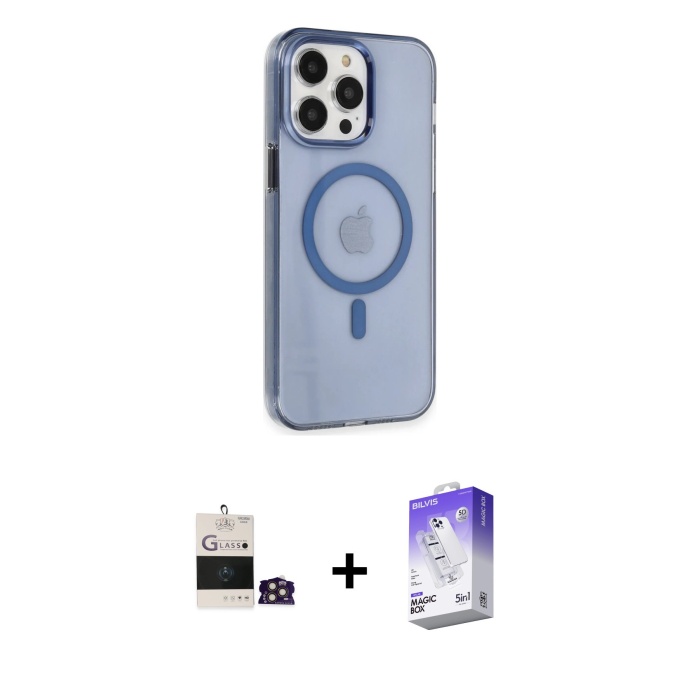 iPhone 14 Pro Max Kıvılcım Asil Özel Seri - Siyah Bilvis 5in1 3D Magic Cam Ekran Koruyucu + Gold Bilvis Titan Kamera Lens