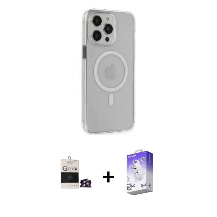 iPhone 14 Pro Max Kıvılcım Asil Özel Seri - Siyah Bilvis 5in1 3D Magic Cam Ekran Koruyucu + Gold Bilvis Titan Kamera Lens