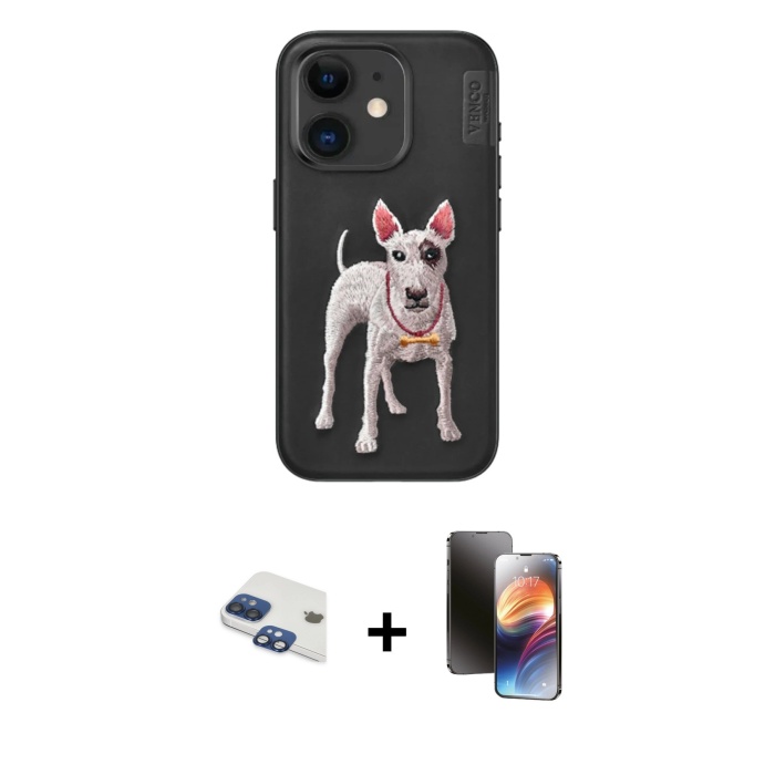 iPhone 11 Nova Form Koleksiyonu - Siyah 3D Antistatik Mat Seramik Nano Ekran Koruyucu + Lacivert Pers Alüminyum Kamera Lens