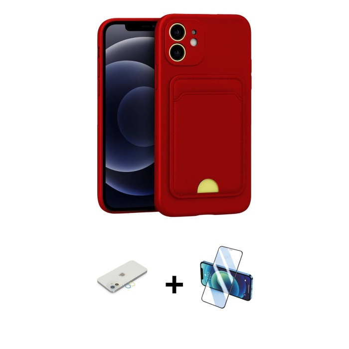 iPhone 11 Vadi Çizgi Prime - Siyah 3D Antistatik Seramik Nano Ekran Koruyucu + Sarı Renkli Kamera Lens Koruma Cam