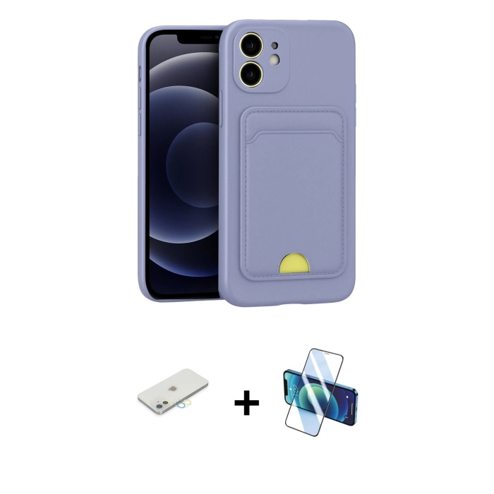 iPhone 11 Vadi Çizgi Prime - Siyah 3D Antistatik Seramik Nano Ekran Koruyucu + Sarı Renkli Kamera Lens Koruma Cam