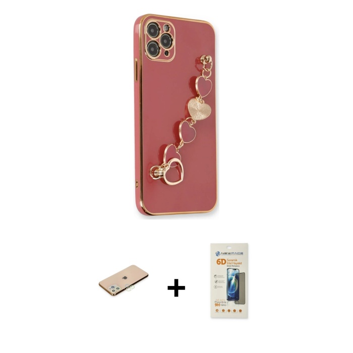 iPhone 11 Pro Nova Işık Prime - Siyah 6D Mat Seramik Hayalet Nano Ekran Koruyucu + Yeşil Renkli Kamera Lens Koruma Cam