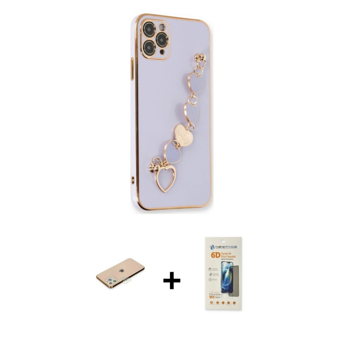 iPhone 11 Pro Nova Işık Prime - Siyah 6D Mat Seramik Hayalet Nano Ekran Koruyucu + Yeşil Renkli Kamera Lens Koruma Cam