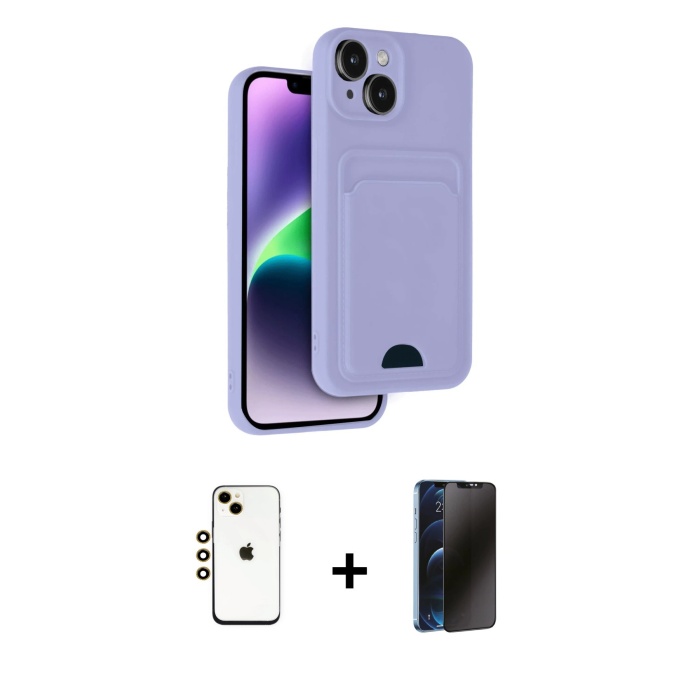 iPhone 14 Vadi Çizgi Prime - Siyah 3D Antistatik Hayalet Cam Ekran Koruyucu + Gold Shine Kamera Lens