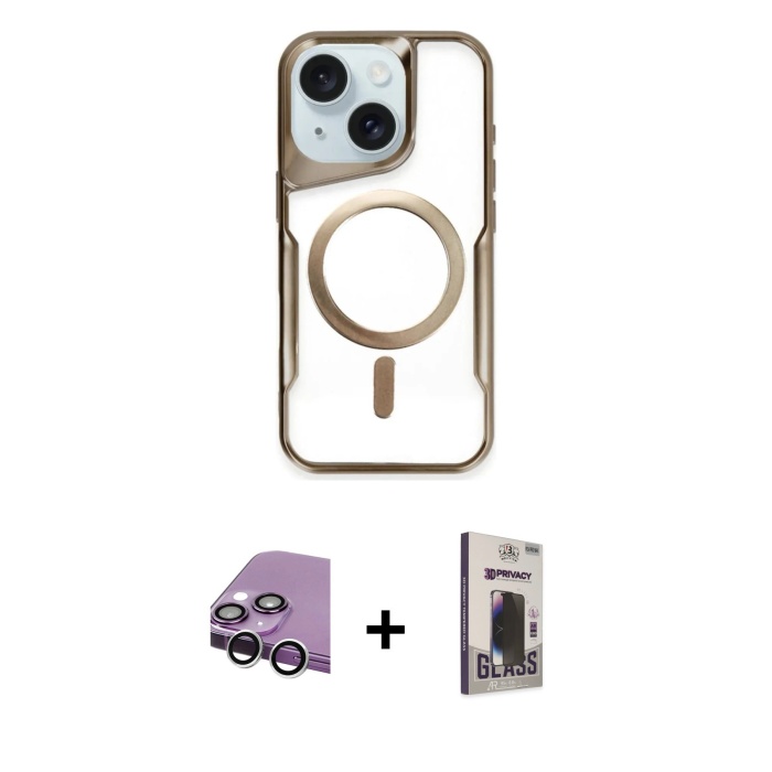 iPhone 14 Yadigar Klasik Özel Seri - Siyah Bilvis Hayalet Cam Ekran Koruyucu + Gümüş Raze Metal Kamera Lens