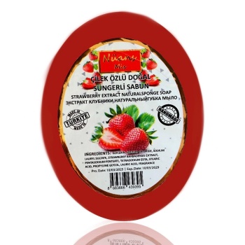 ÇİLEK ÖZLÜ DOĞAL SÜNGERLİ SABUN