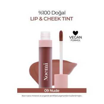Noemi %100 Doğal Lip & Cheek / Tint - Besleyici Özellik - Doğal Bitişli - 09 Nude