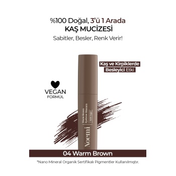 Noemi %100 Doğal, 3’ü 1 Arada Kaş Maskarası / Eyebrow Mascara - 04 Warm Brown / Sıcak Kahve