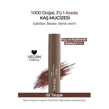 Noemi %100 Doğal, 3’ü 1 Arada Kaş Maskarası / Eyebrow Mascara - 02 Taupe Brown / Açık Kahve