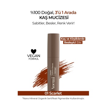 Noemi %100 Doğal, 3’ü 1 Arada Kaş Maskarası / Eyebrow Mascara – 01 Scarlet Bakır / Kızıl
