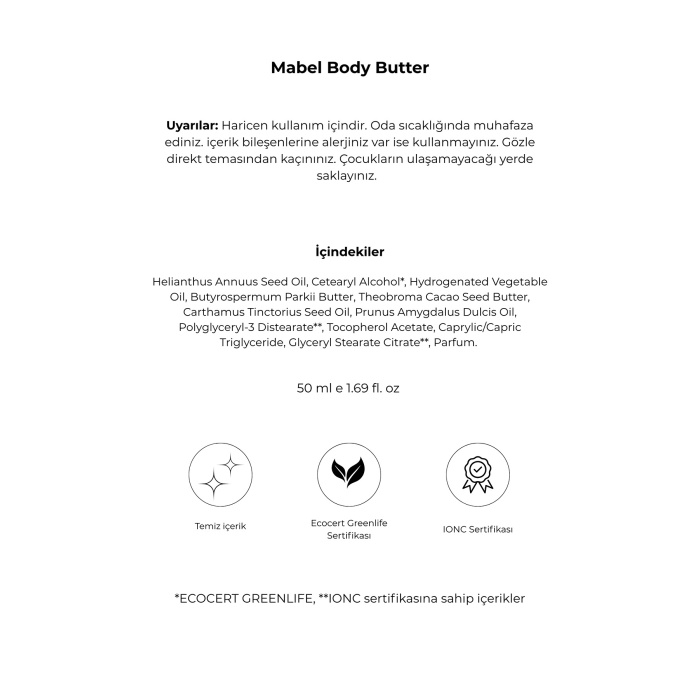 Noemi Body Butter - Yoğun Nemlendirici Vücut Yağı - Mabel 50ml