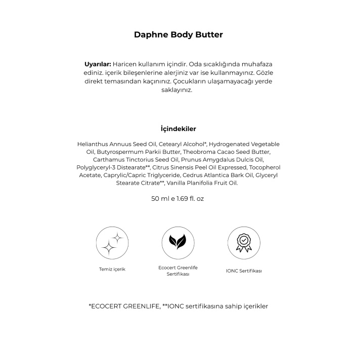 Noemi Body Butter - Yoğun Nemlendirici Vücut Yağı - Daphne 50ml