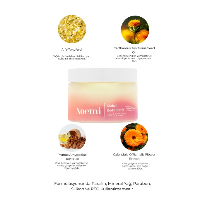 Noemi Doğal Body Scrub - Arındırıcı, Yoğun Nemlendirici El Ve Vücut Peelingi - Mabel 300gr