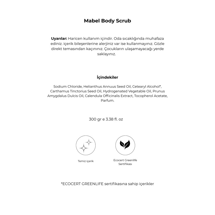 Noemi Doğal Body Scrub - Arındırıcı, Yoğun Nemlendirici El Ve Vücut Peelingi - Mabel 300gr