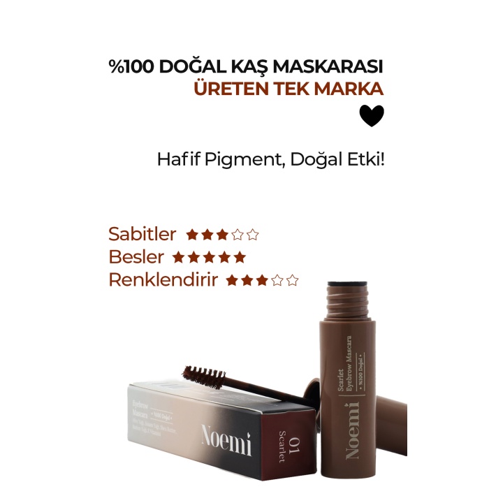 Noemi %100 Doğal Kaş Maskarası / Eyebrow Mascara - 01 Scarlet Bakır /kızıl