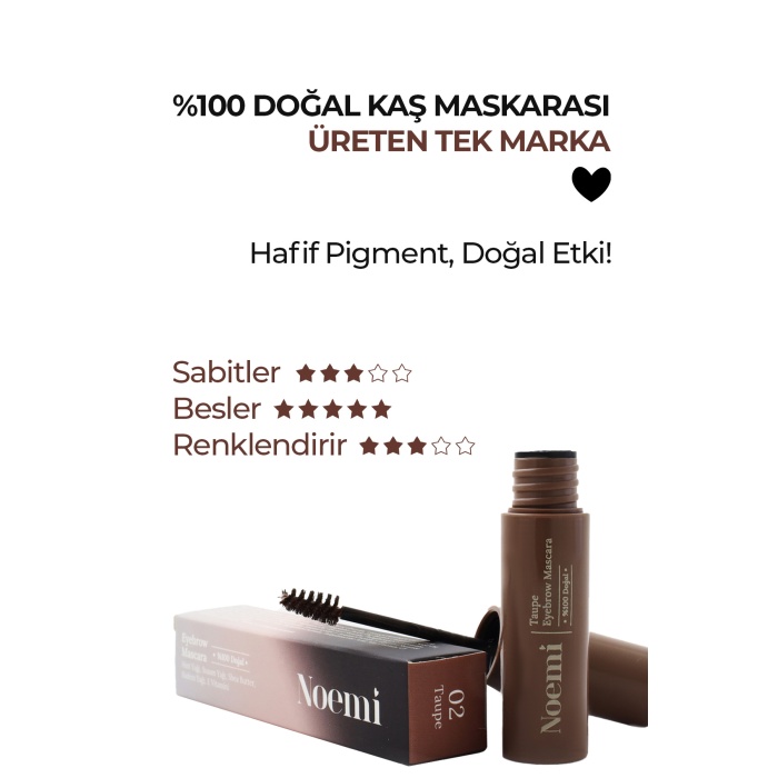Noemi %100 Doğal Kaş Maskarası - Besleyici Özellikli - Eyebrow Mascara - 02 Taupe Brown Açık Kahve