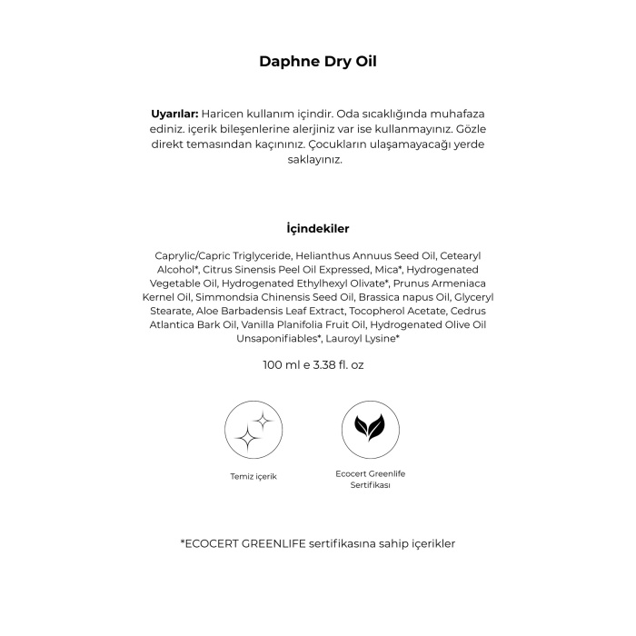 Noemi %100 Doğal Dry Oil - Kuru Yağ - Canlandıran, Besleyici, Parlatan Etki - Daphne