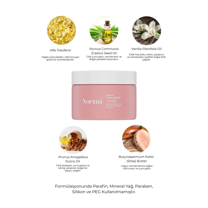 Noemi %100 Doğal Makyaj Temizleme Balmı - Make Up Remover Balm - Vanilya Kokulu - 100ml
