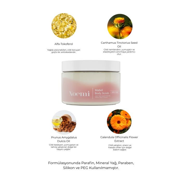Noemi Doğal Body Scrub - Arındırıcı, Yoğun Nemlendirici El Ve Vücut Peelingi - Mabel 330gr