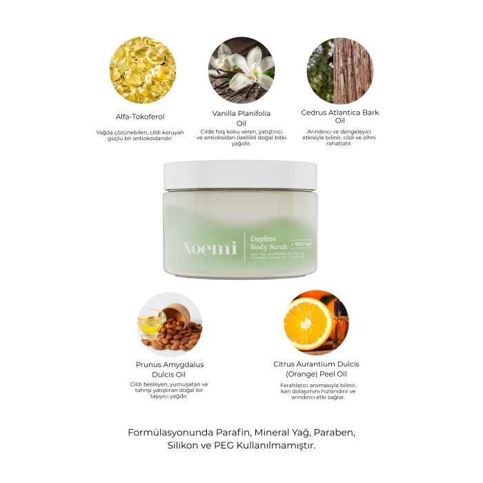 Noemi %100 Doğal Body Scrub - Yoğun Nemlendirici Etkili El Ve Vücut Peelingi - Daphne 330gr