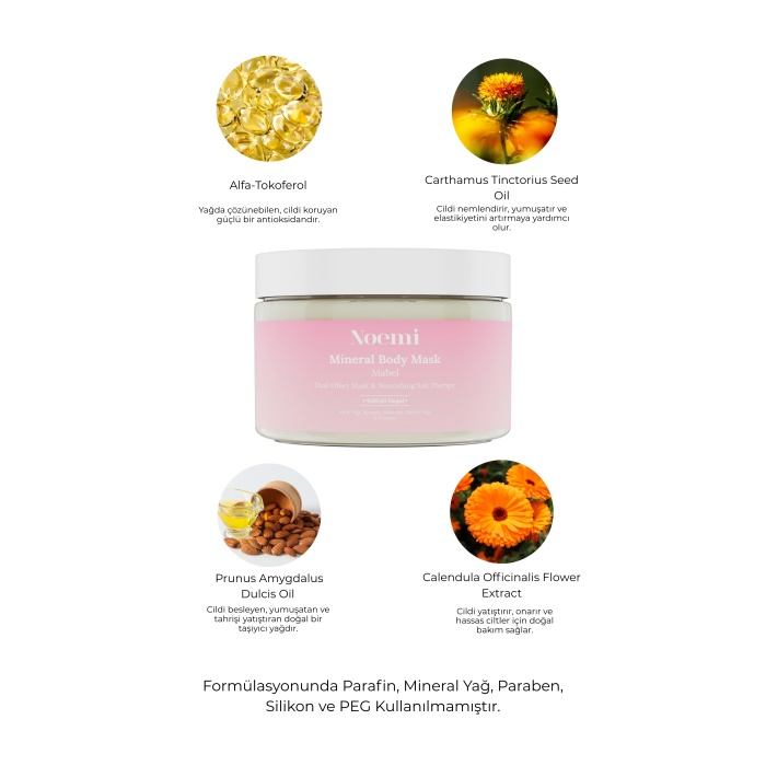 Doğal Mineral Body Mask Mabel / Çift Etkili & Besleyici Tuz Terapisi / Peeling + Yoğun Nem Bakımı