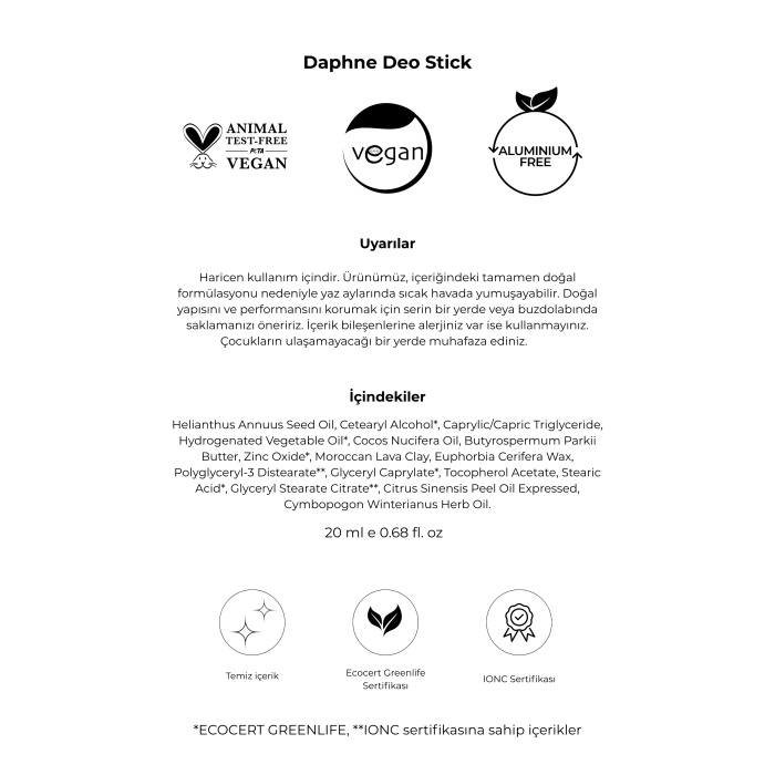 %100 Doğal Deo Stick / Roll On - Vanilya Kokulu Ve Nemlendirici Etkili - 20ml – Daphne