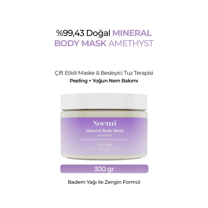 Doğal Mineral Body Mask Amethyst / Çift Etkili & Besleyici Tuz Terapisi / Peeling + Yoğun Nem Bakımı