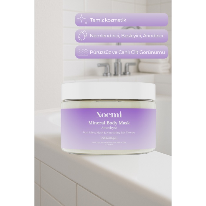 Doğal Mineral Body Mask Amethyst / Çift Etkili & Besleyici Tuz Terapisi / Peeling + Yoğun Nem Bakımı
