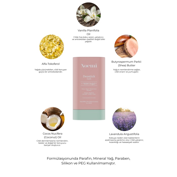%100 Doğal Deo Stick / Roll On - Vanilya Kokulu Ve Nemlendirici Etkili - 20ml – Soft