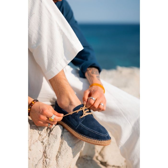 Clax Erkek Lacivert Bağcıklı Espadril