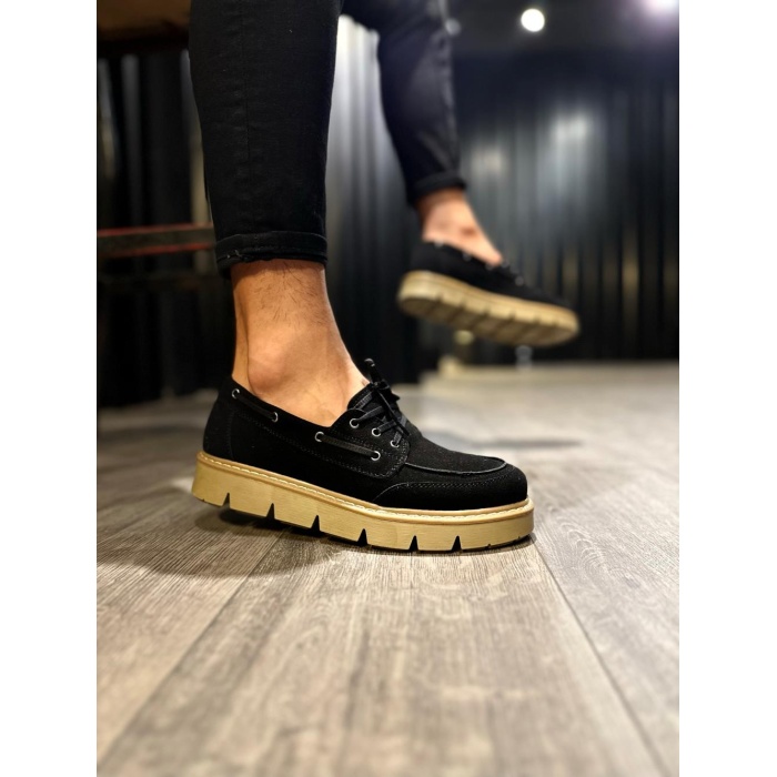 Knack Yüksek Taban Klasik Ayakkabı 778 Siyah Süet