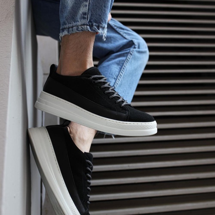 Knack Sneakers Ayakkabı 010 Siyah Süet (Beyaz Taban)