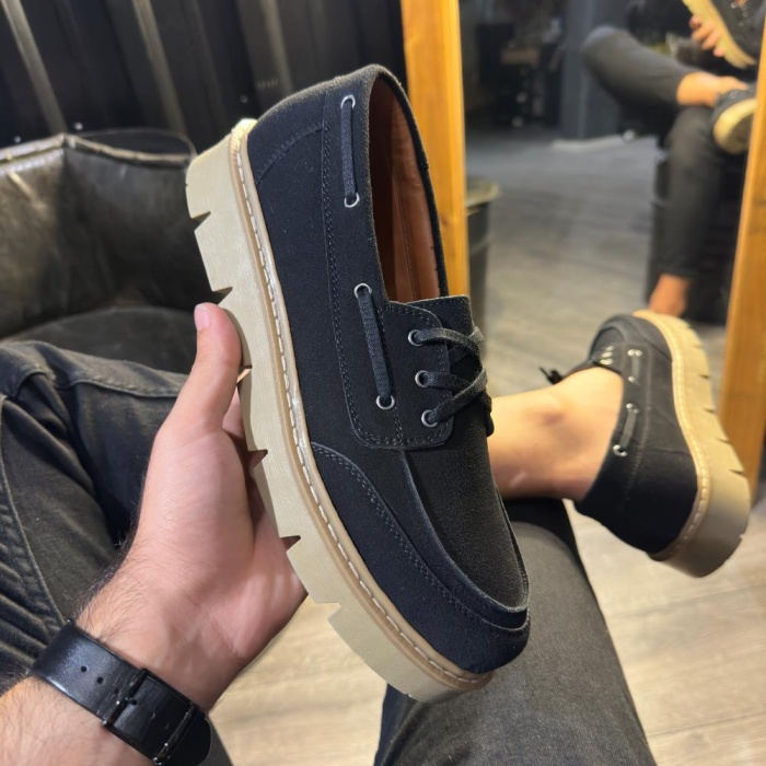 Knack Yüksek Taban Klasik Ayakkabı 778 Siyah Süet