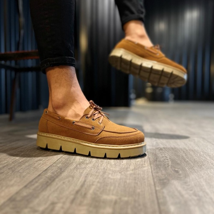 Knack Yüksek Taban Klasik Ayakkabı 778 Taba Süet