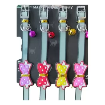 Kurdeleli ve Zilli Silikon Kedi Tasması